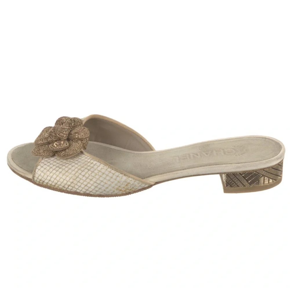 Chanel Size 38.5 Interlocking CC Logo Slides